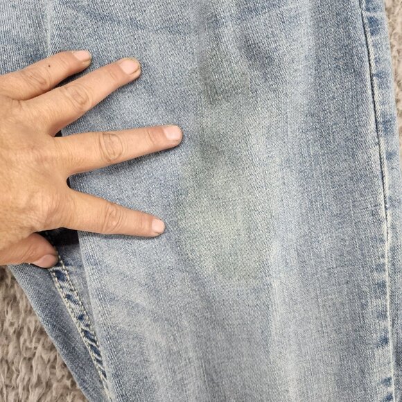 TK Axel Jeans Mens 34x30 Slim Boot Stretch Faded Blue Distressed Mid Rise *Read* - Picture 2 of 12